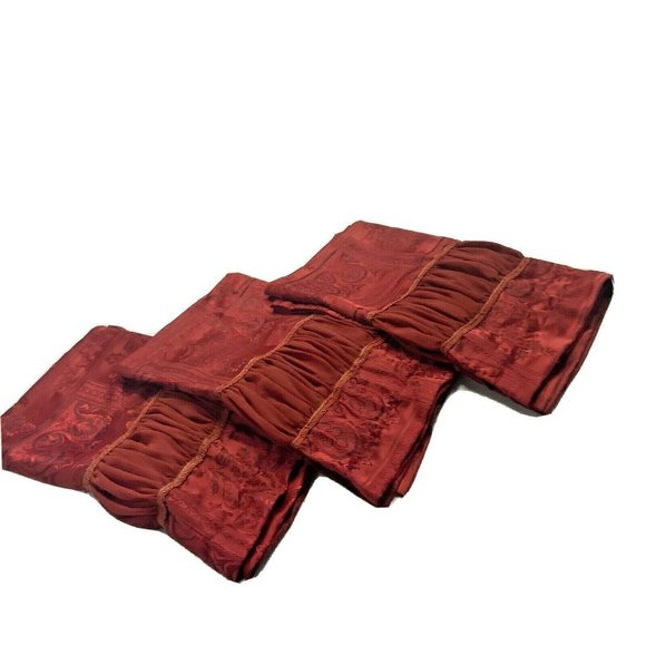 3 JCPenney Home Luxury Valances Curtains Set Red Embroidered Window Discontinued - Picture 2 of 7